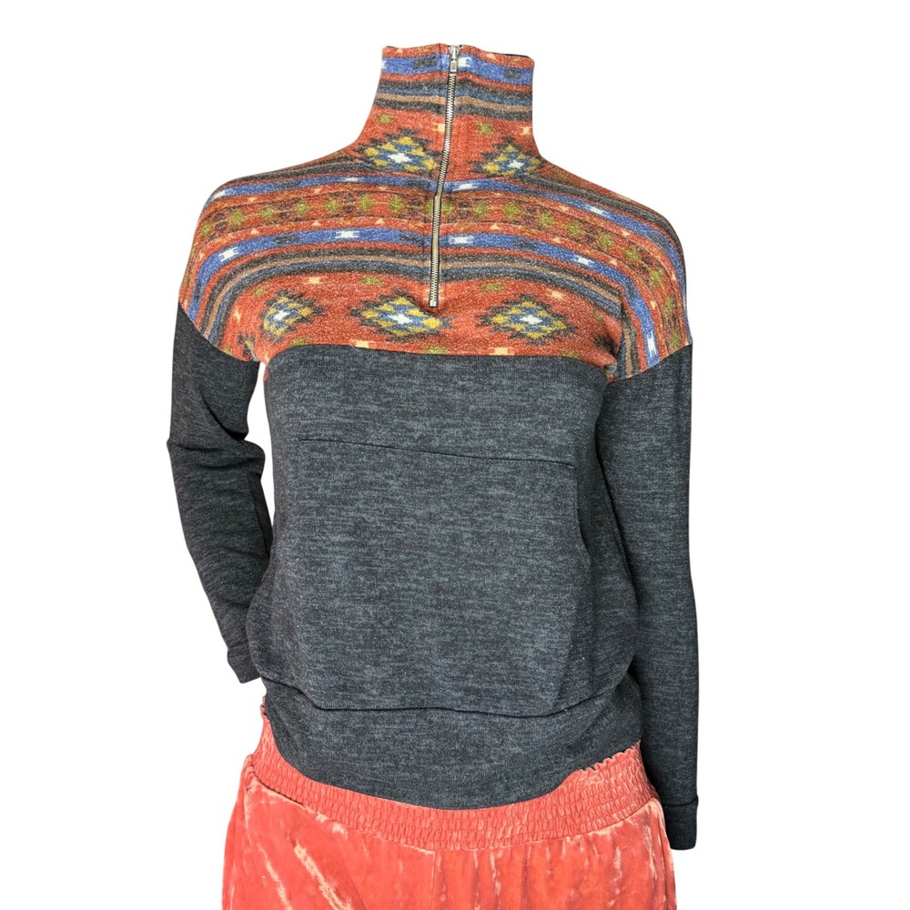 Eclipse 1/4 Zip Pullover Southwestern Print‎ Gorpcore Cabincore Grandmacore S